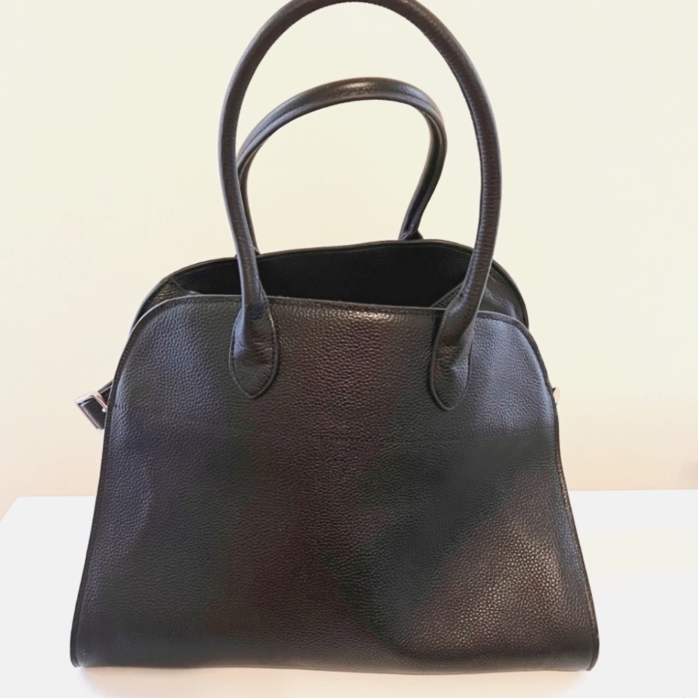 Black Leather Silver Side Buckles Bag